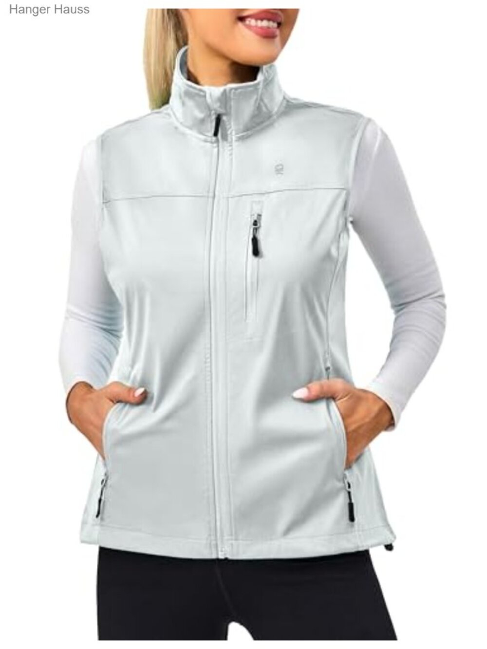 Women's Lightweight Windproof Sleeveless Vest 4-Way Stretch Zip Pockets